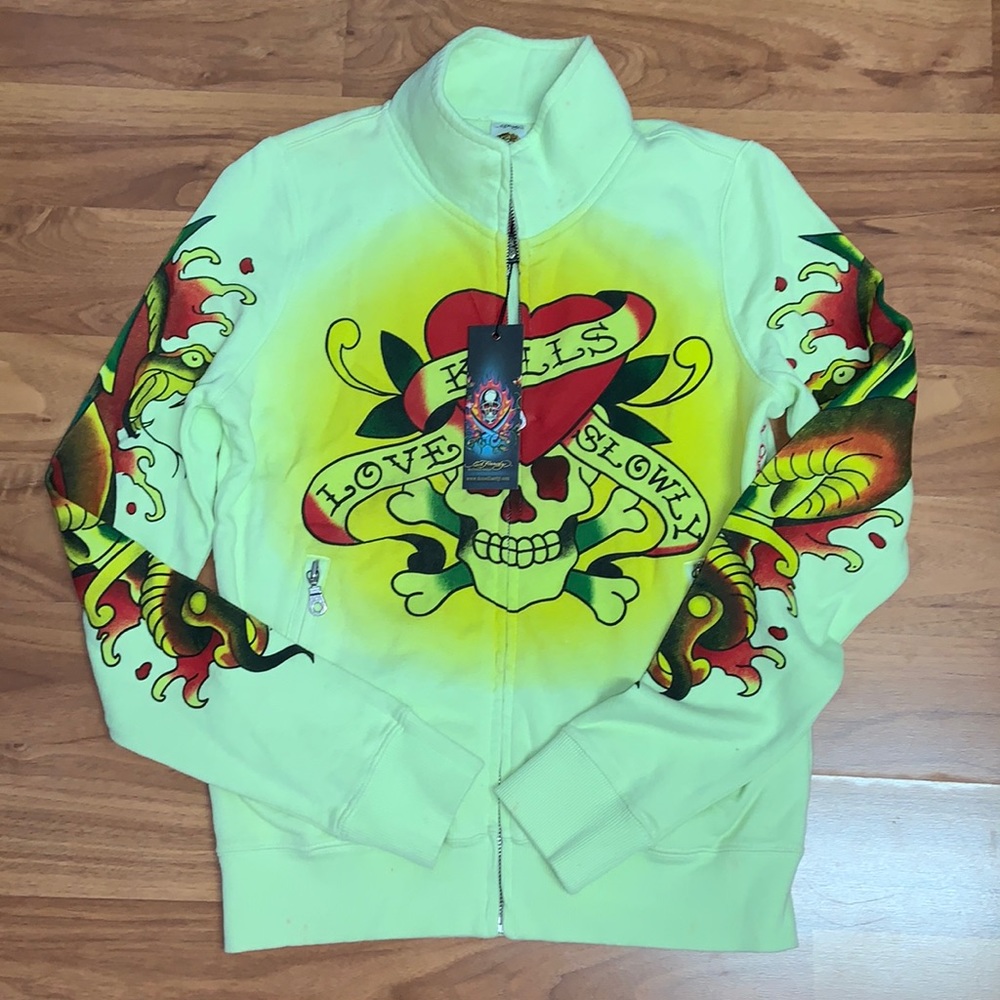 NWT Ed Hardy Mock Neck Graphic Track Jacket